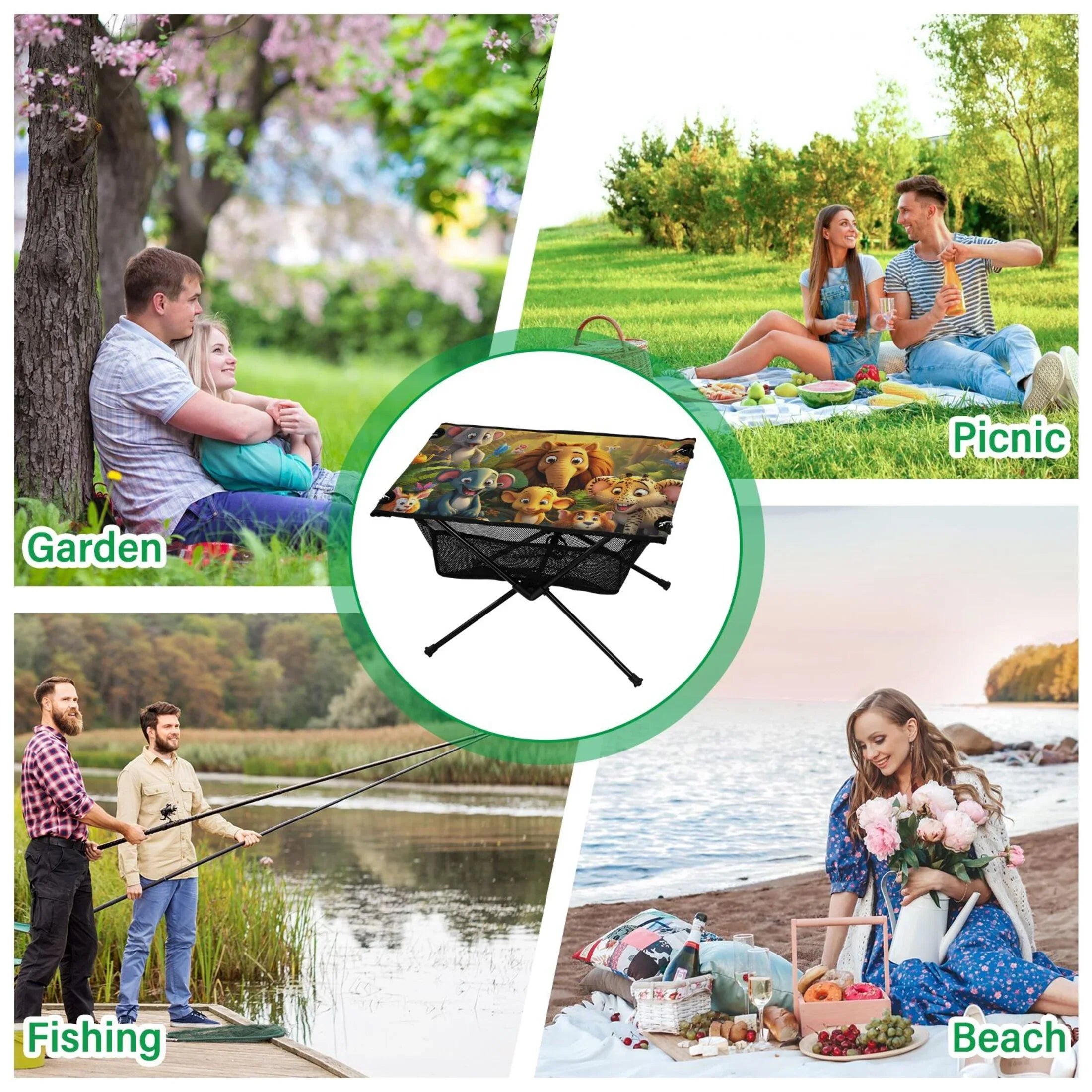 Compact Camping in Fishing BBQ Forest Travel with Elephant Table Beach Portable Storage Bag Outdoor Table for Folding Picnic Table