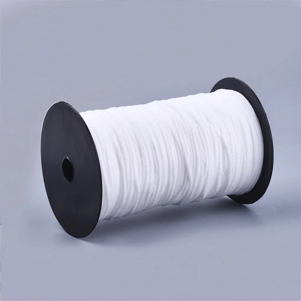 Cover 2rolls Cover yards(225-240m)/roll Material Flat Mouth Elastic Spool Nylon Ear Mouth Mouth Cord 246.06-262.46 DIY Elastic with Loop Cover Band Disposable for White 2.5-3mm about
