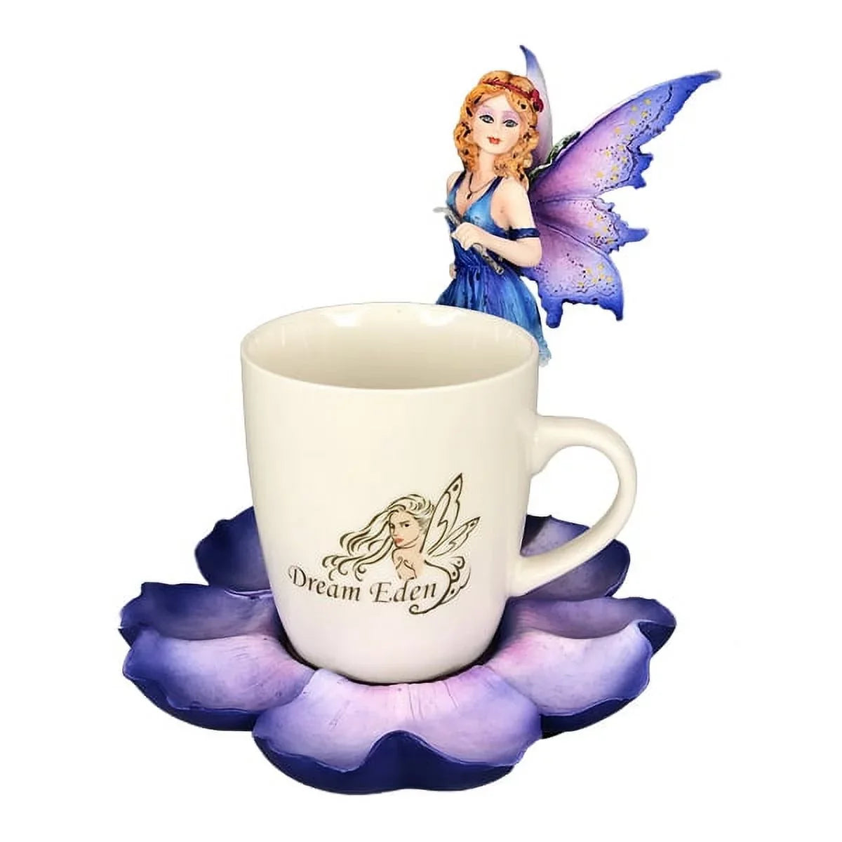 Purple with Pacific Drinking Flower Tea Mug Eden Figurine Fairy Giftware Dream
