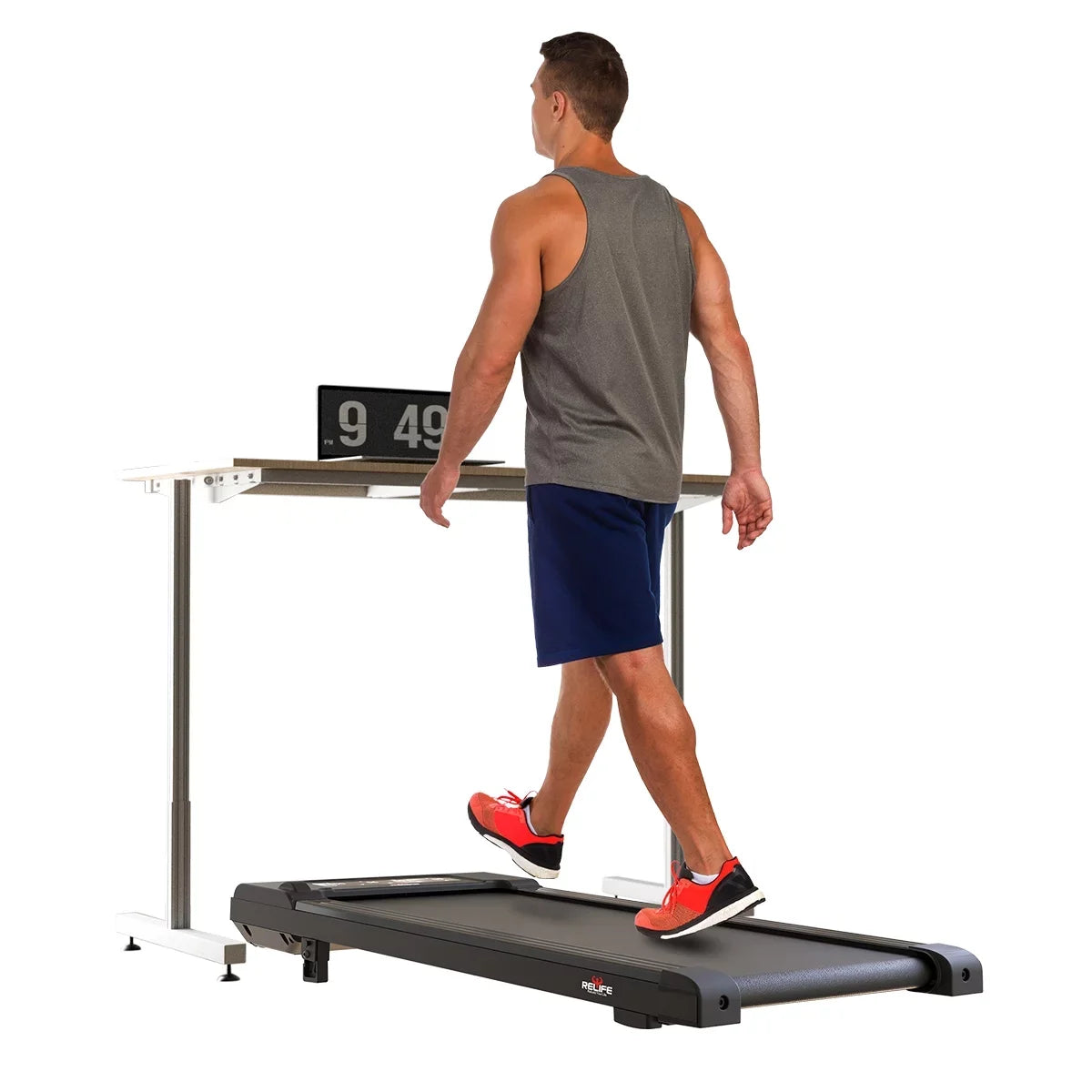 Pad SuperFit 220 Walking with Relife LED Under lbs Desk Quiet 0.5-4MPH Capacity Portable Display Treadmill Black