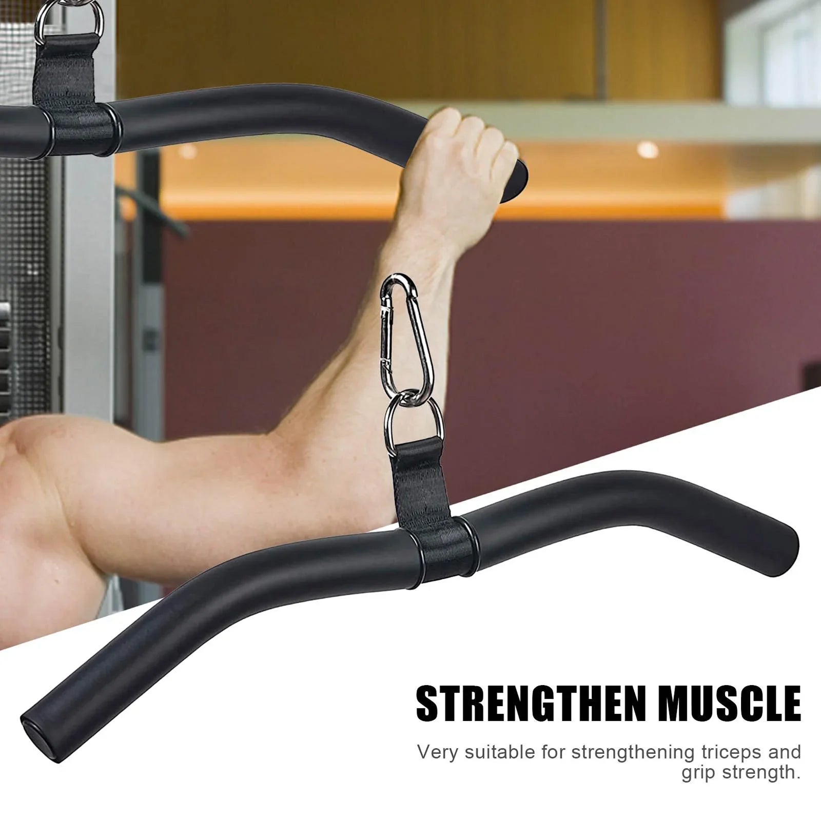 Handle Body Full Strength Workout, Attachment, Rubber Gym, Cable Bar Rotation Machine and Training, Bar for Pulldown with LAT