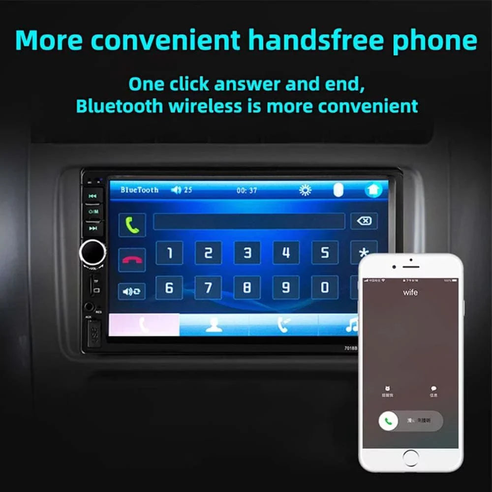 Car Double Control Link 7 Remote Bluetooth Receiver with and Stereo Radio Screen Touch Camera Inch Backup with Audio Mirror USB FM Din Car Radio