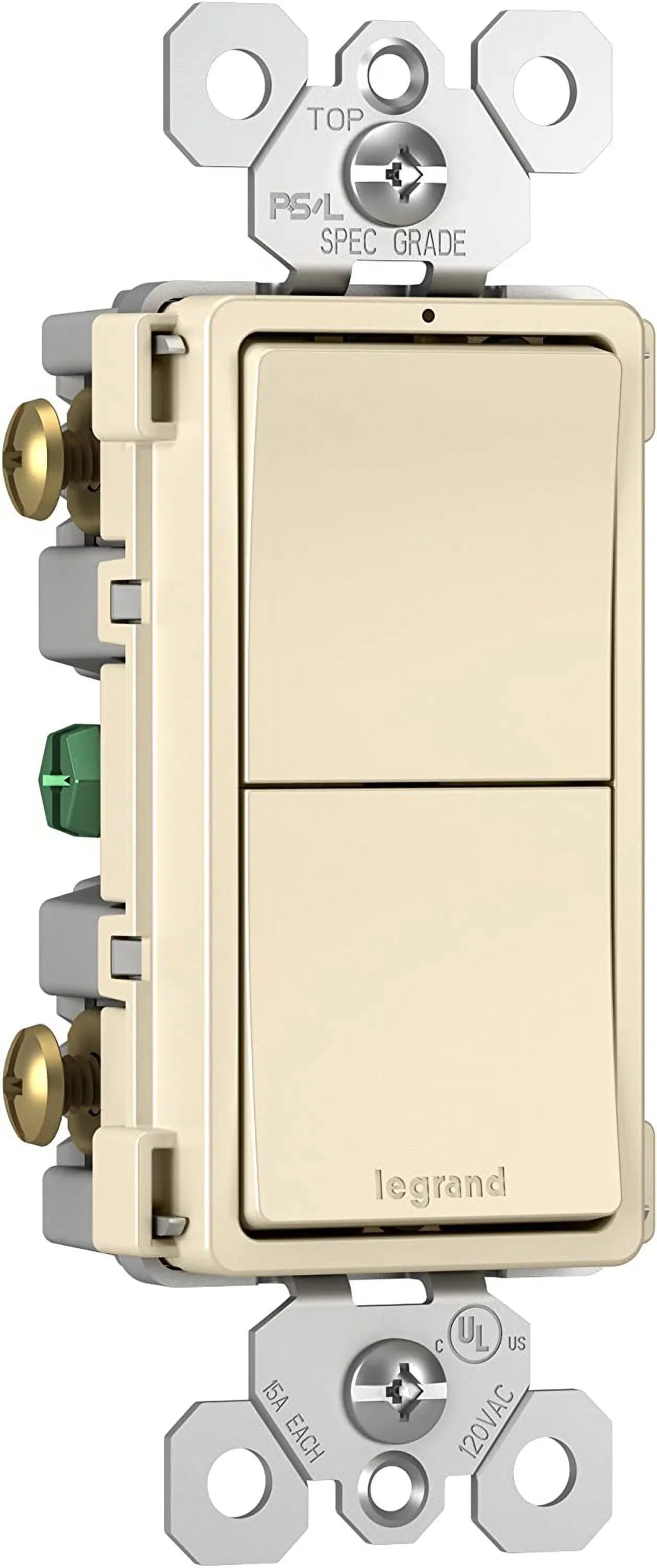 '- Switch, & 6 Light Quantity 15A, 2 RCD11LACC6 Pass Radiant Legrand Seymour Almond Single-Pole
