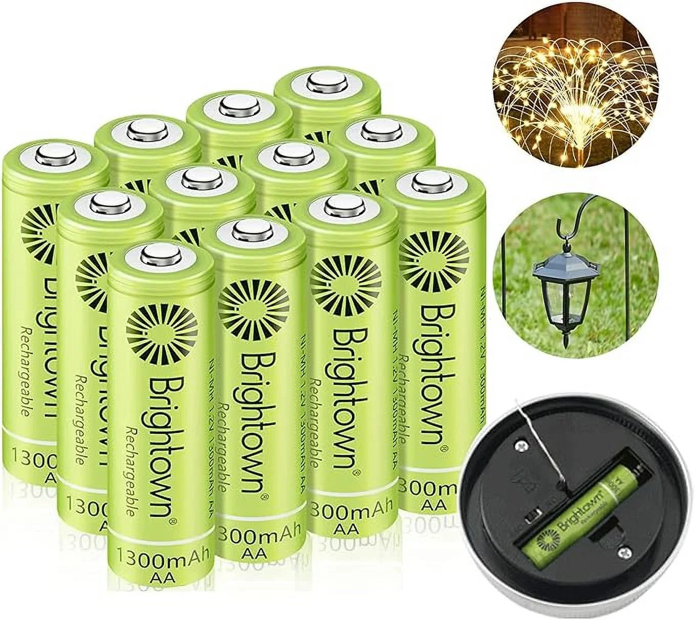 up Solar 1200 Devices, 12 to Brightown Pack Recharge Lights Battery Rechargeable and A Cycles Household for NiMH Battery Charged AA, Pre Double