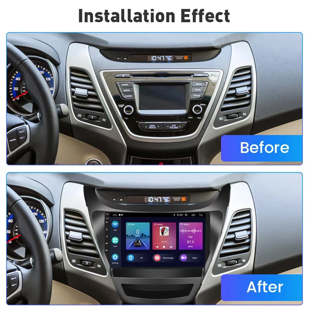 Auto AHD System Android 2014-2016 Wireless Hyundai 2+32G GPS Link Bluetooth Usb, Touchscreen 9'' Android Car 11 Radio Podofo Stereo Mirror for Camera Carplay Elantra Hifi FM Backup WIFI