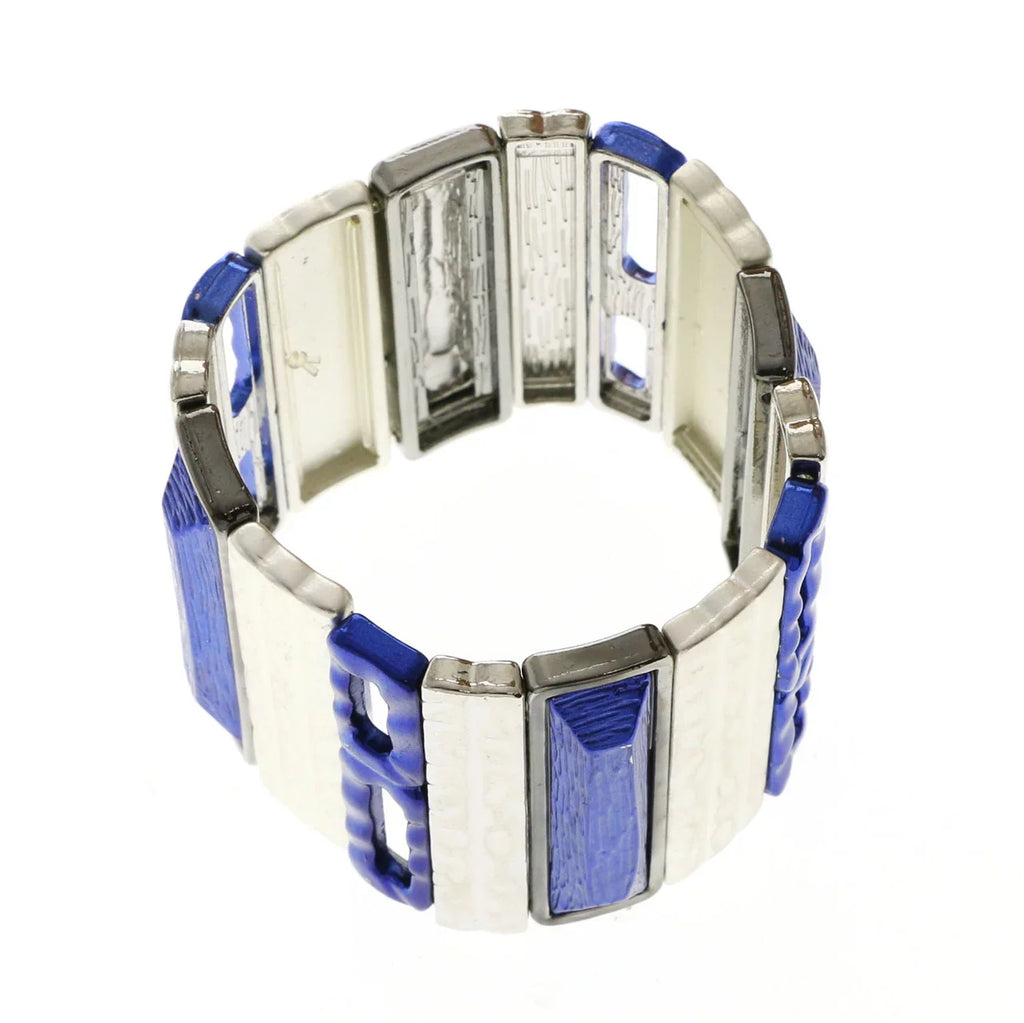 Blue Silver-Tone Erica Designer Stretch-Bracelet Lyons &