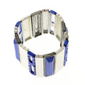 Blue Silver-Tone Erica Designer Stretch-Bracelet Lyons &