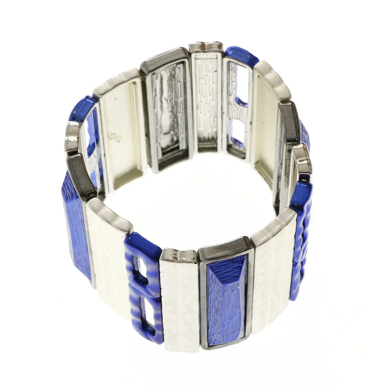 Blue Silver-Tone Erica Designer Stretch-Bracelet Lyons &