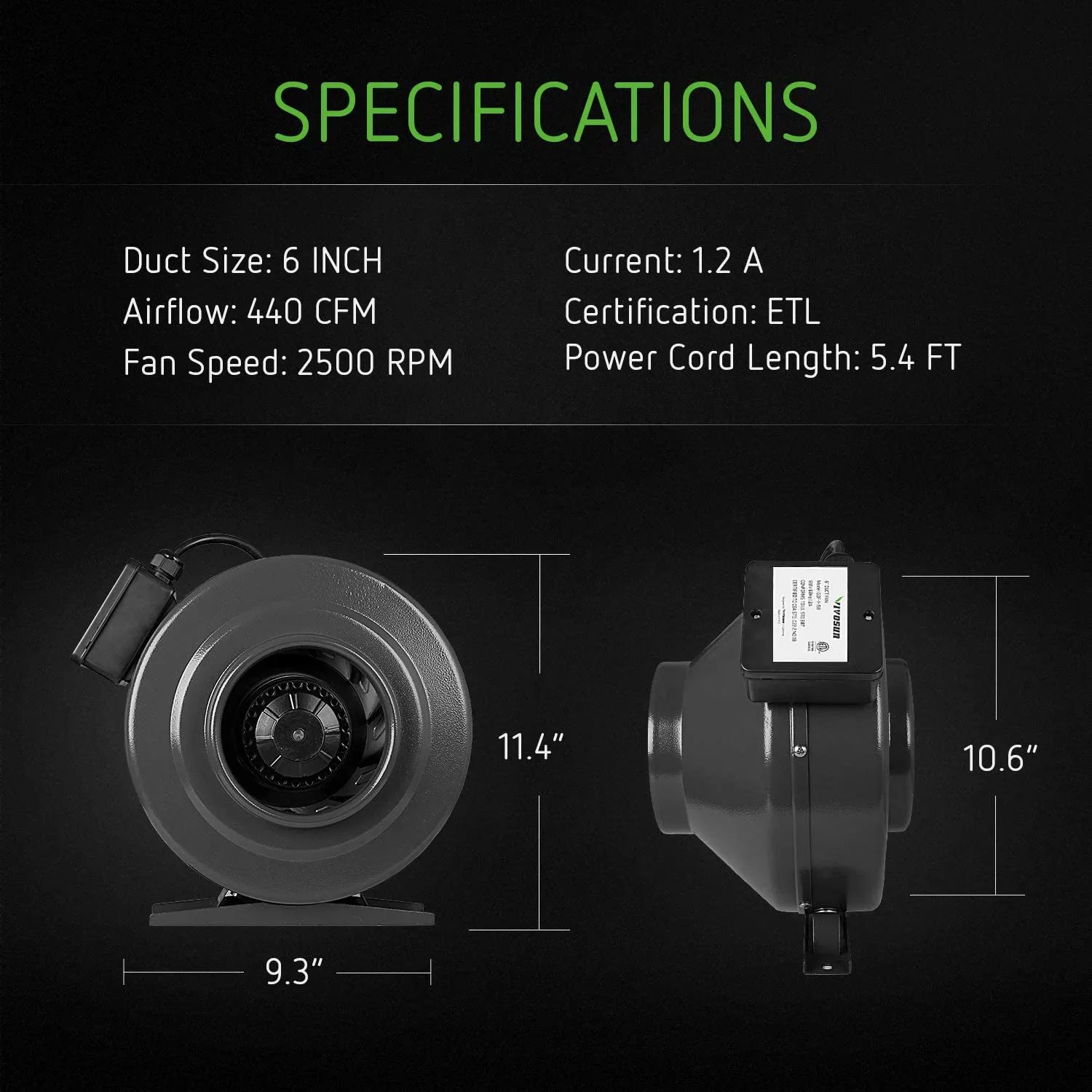 440 Kit: and Filtration Combo 16 Carbon 6'' Filter Ducting Ft CFM Air VIVOSUN 6 Inline Inch Fan,