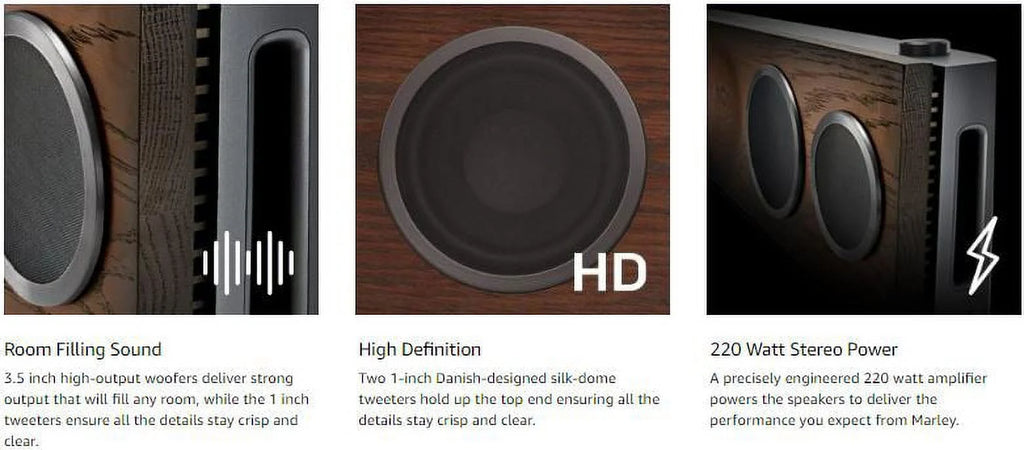 x Premium 220 Tweeters, Stereo Solid Baffle, Watt Regal 3.5 House of 2 Marley, Oak EM-DA002-RG Woofers, Hi-Fi High-Definition 1 Foundation FSC One High-Output Power, Certified Home Audio System,