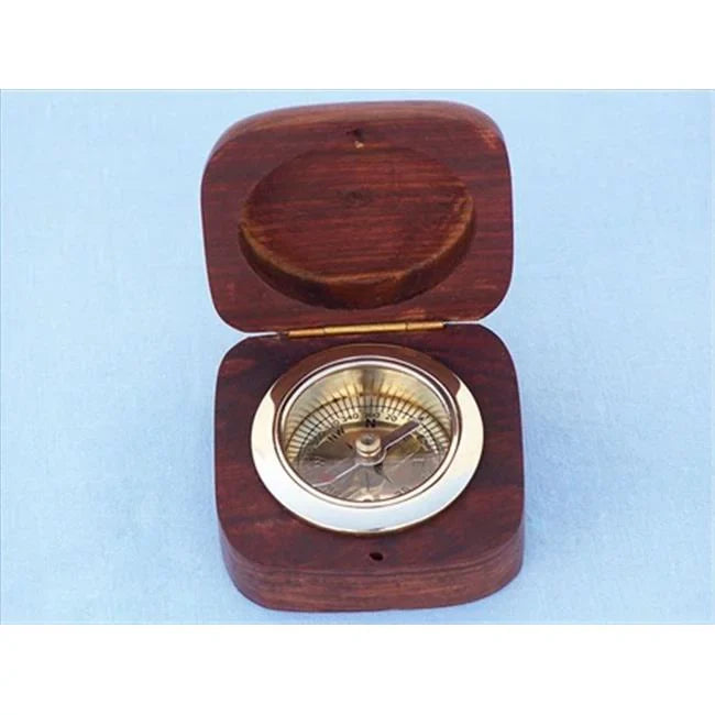 Compasses Compass Box Brass Desk Accent Rosewood Decorative in. 3 With