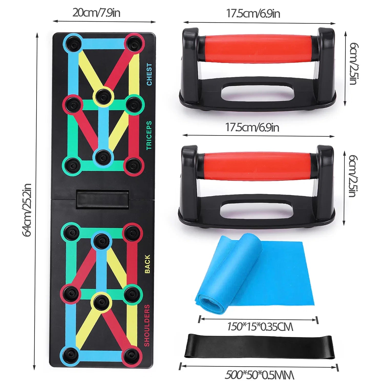 and Suitable Foldable TOMSHOO Arms, Strengthen Push-Board, Fitness Shoulders, and for Chest, Exercise Portable Space-Saving Levels All Equipment,