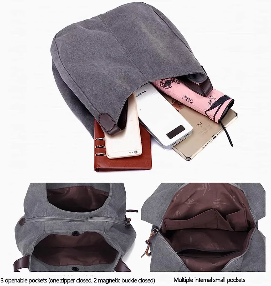 Multi Canvas Pocket Handbags Purses Hobo Shoulder Totes Bags Women Purse
