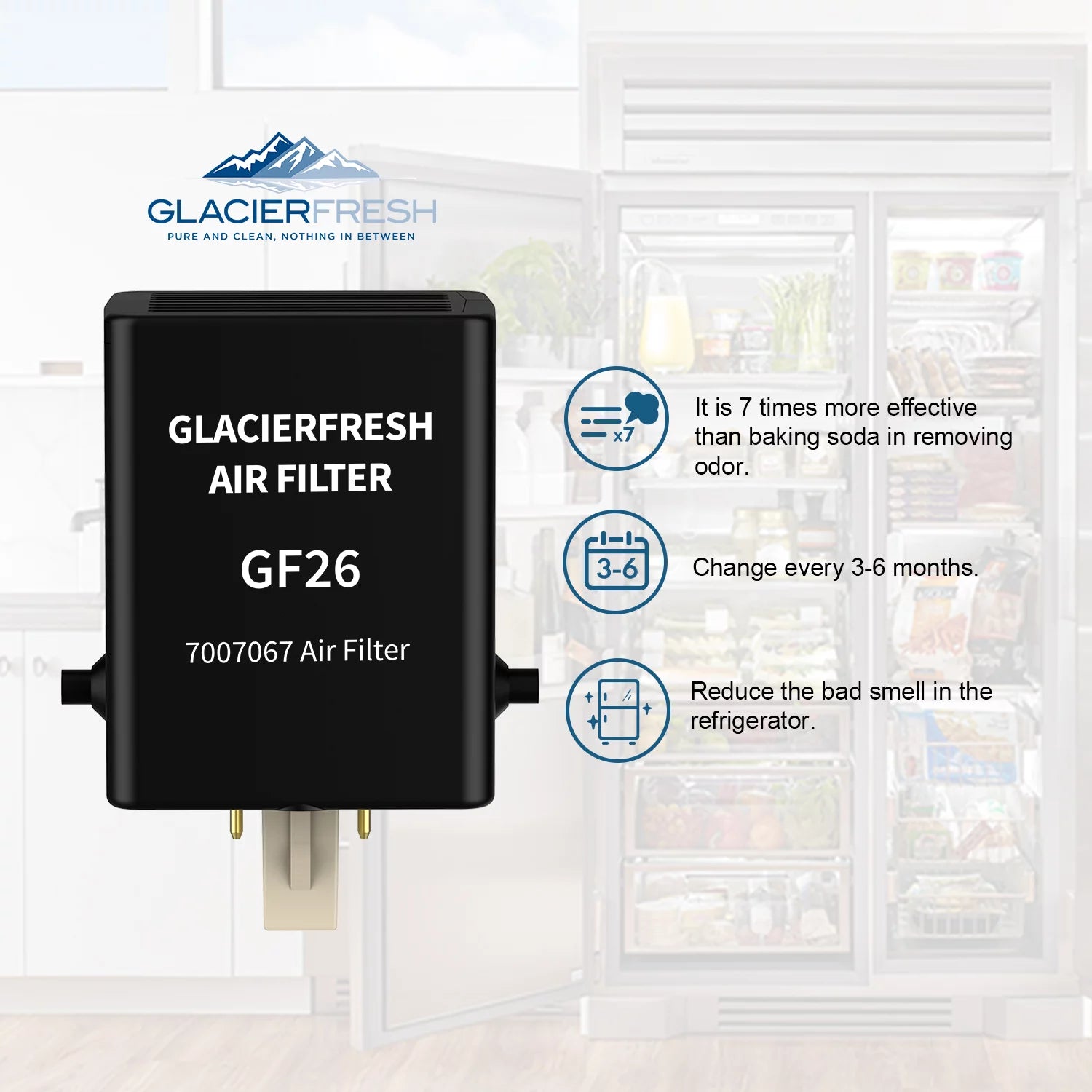 7007076 Pack Refrigerator Filter, for Filter GLACIER FRESH Air Replacement Air 1