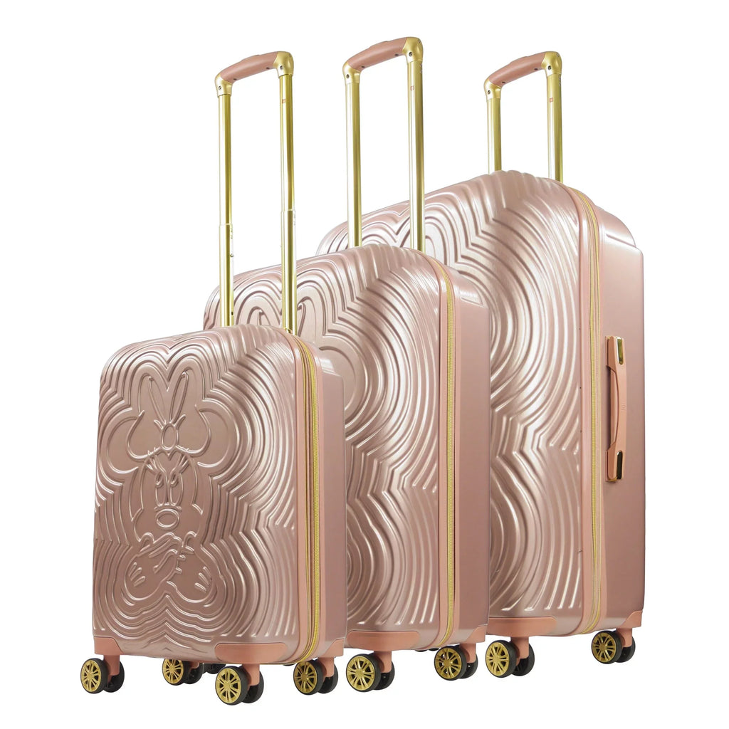 Inch, 25 Gold with Disney 3 Suitcase Rolling Minnie 21, Rose Hardshell Molded and Piece Wheels, 29 Mouse Set, Luggage