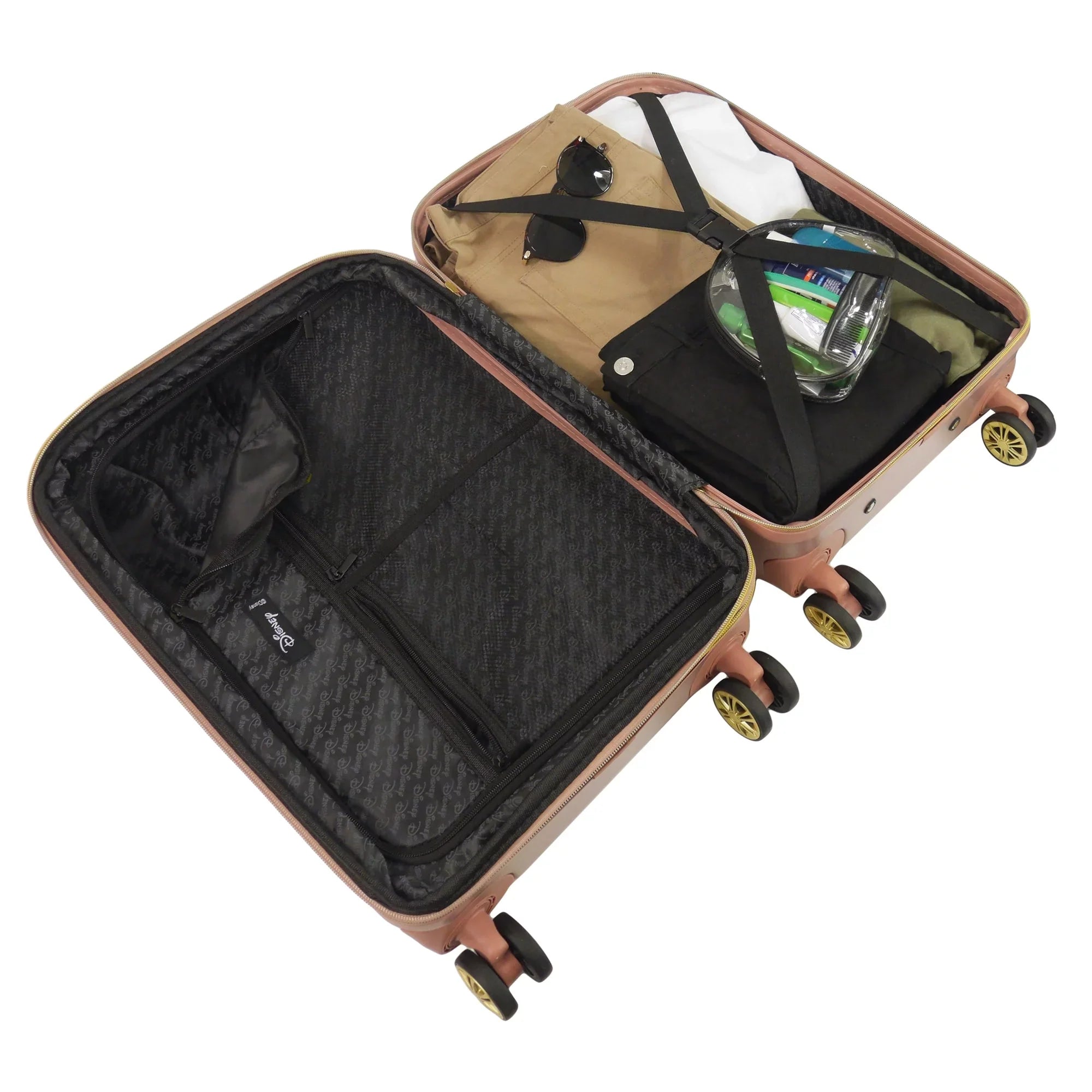 Inch, 25 Gold with Disney 3 Suitcase Rolling Minnie 21, Rose Hardshell Molded and Piece Wheels, 29 Mouse Set, Luggage