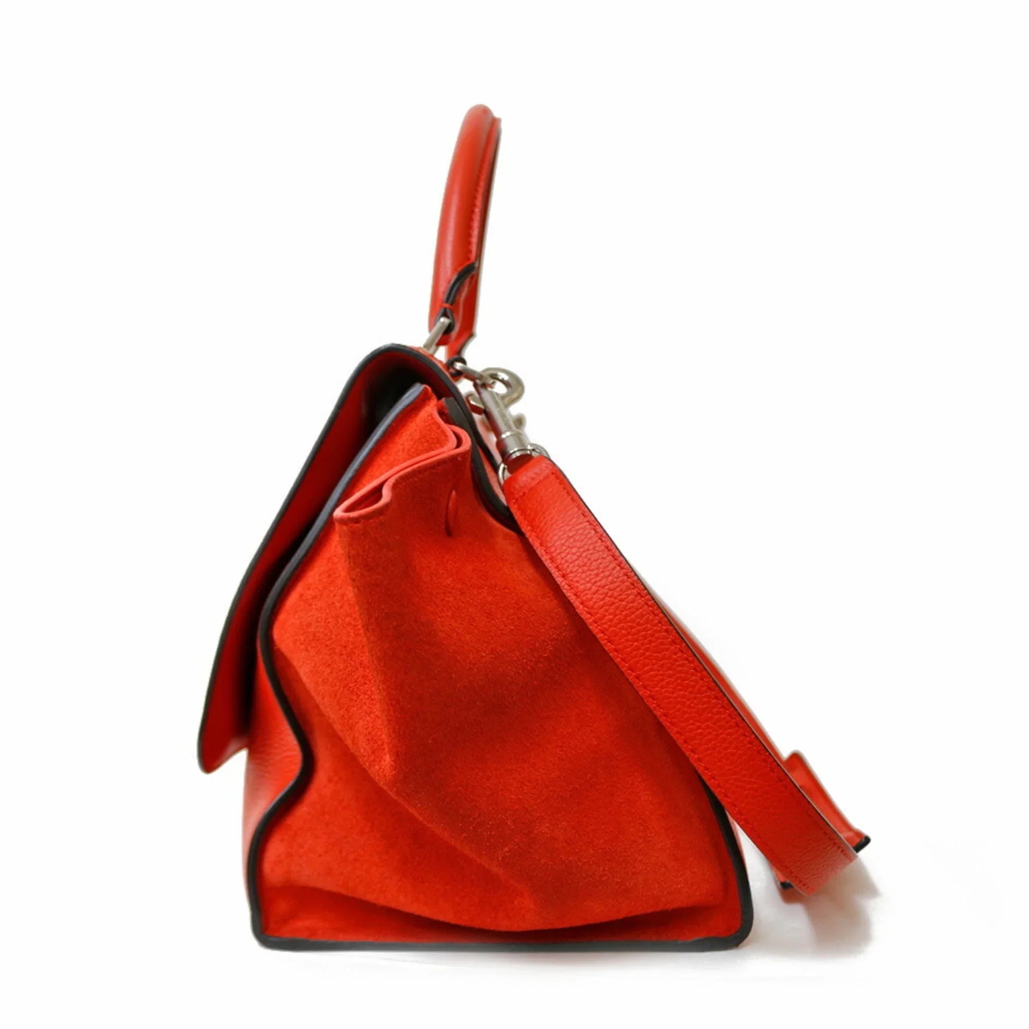 (Fair) Orange Leather Handbag Trapeze Pre-Owned Celine CELINE Women's