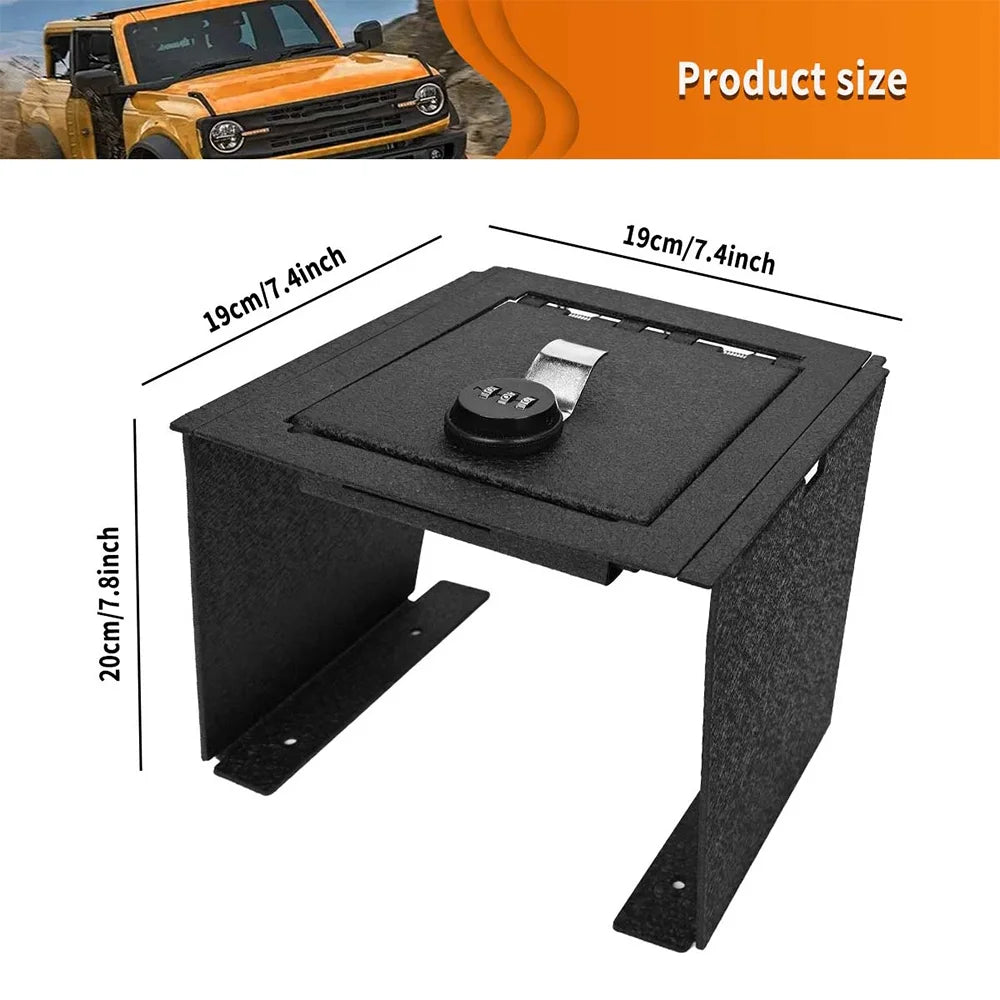 2Door/4Door 2021-2022, 3-Digit Black Password, with Coating for Console ALLTIMES Safe Steel Bronco Box for Carbon Ford Center Anti-rust