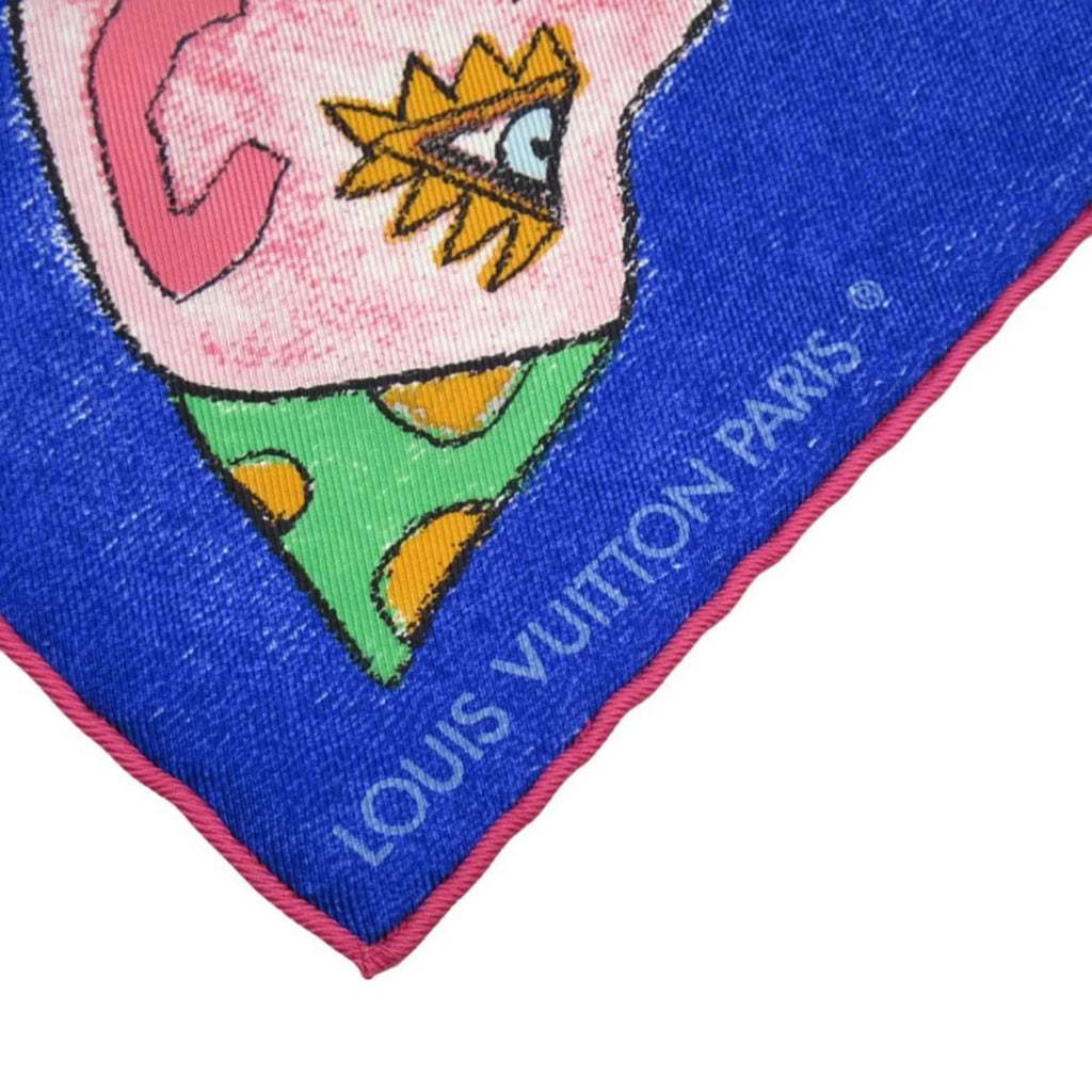 Estimated Wilson Pre-Owned Louis Scarf (Good) William Vuitton Silk Blue