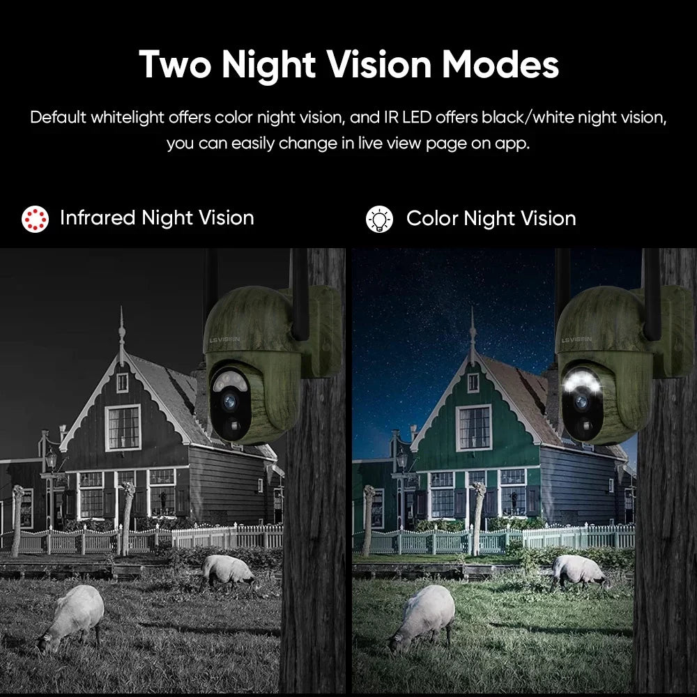 Wireless Powered Battery VISION Camouflage Outdoor 2K LS Solar Camera Security Camera