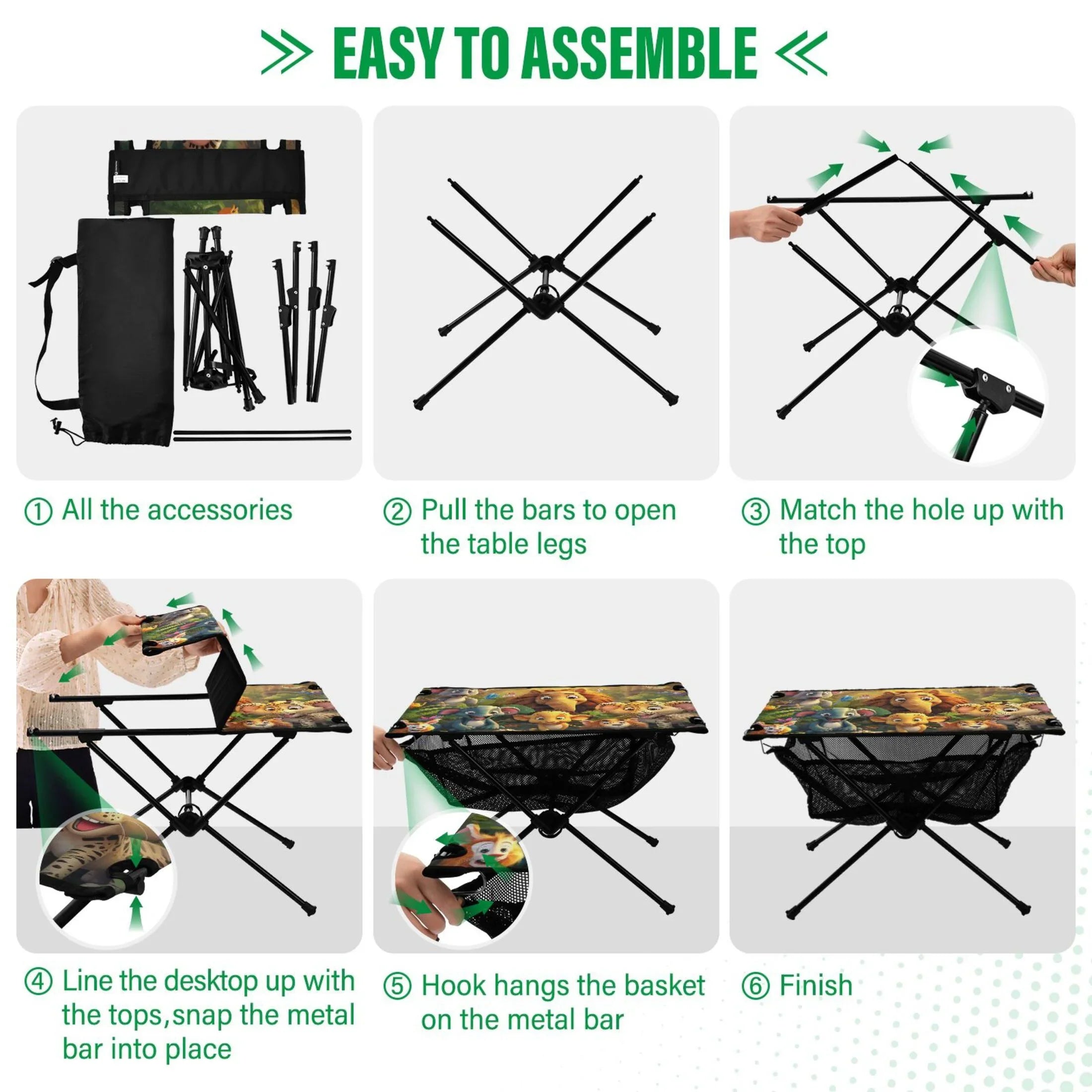 Compact Camping in Fishing BBQ Forest Travel with Elephant Table Beach Portable Storage Bag Outdoor Table for Folding Picnic Table