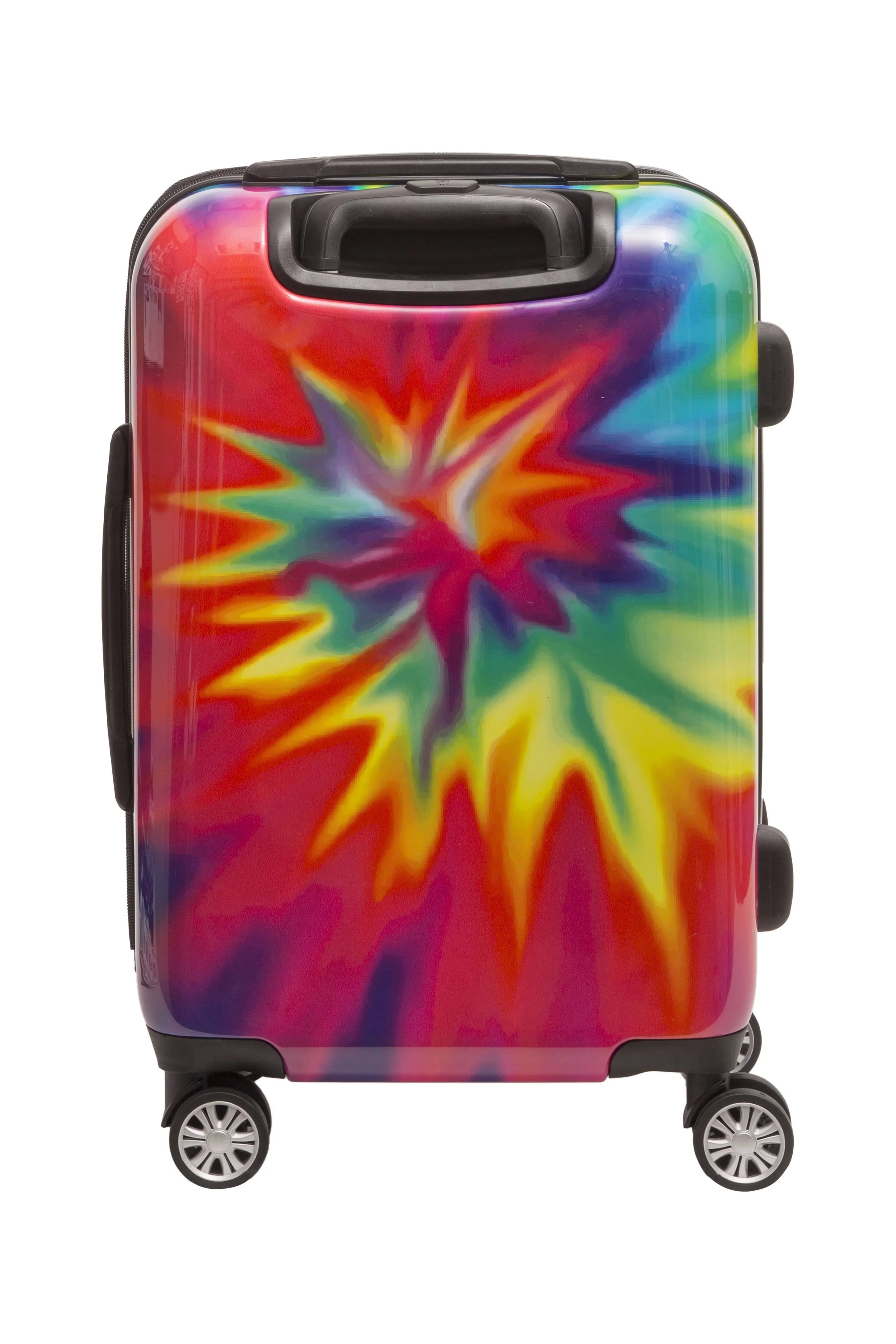 with Tie-Dye Swirl Dye Carry Hardshell On Inch Luggage, Suitcase Rolling Tie 22 Wheels, Rainbow
