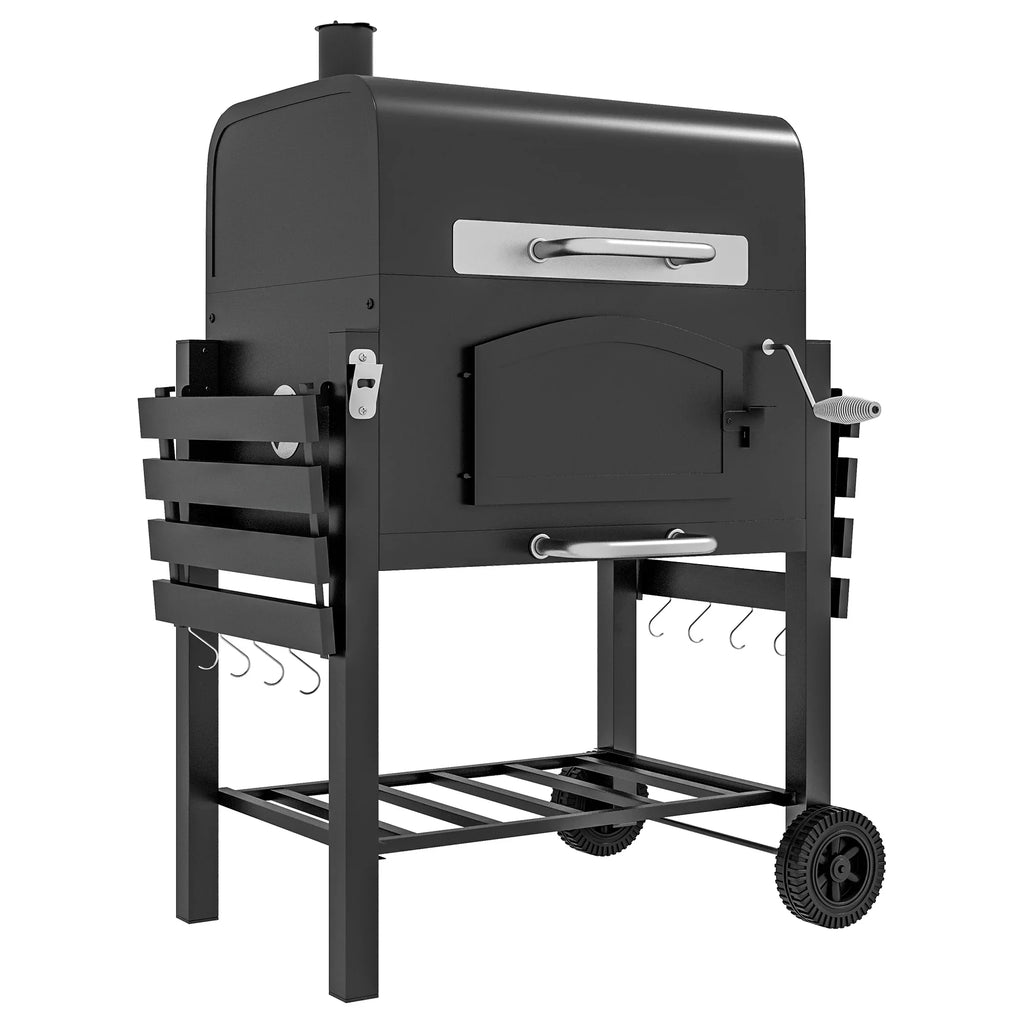 CoSoTower Barbecue Thermometer, Bottle Shelves, Adjustable Black Wheels Patio, Folding Opener Backyard, with for Height, Grill, Picnic, Portable Camping, & BBQ with Charcoal Outdoor