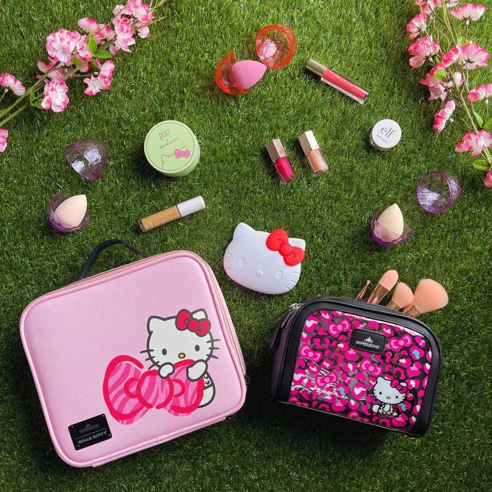 Bag Toiletry Travel Animal) Hello Faux Kitty Leather, Bag Cosmetic Impressions (Pink with Vanity
