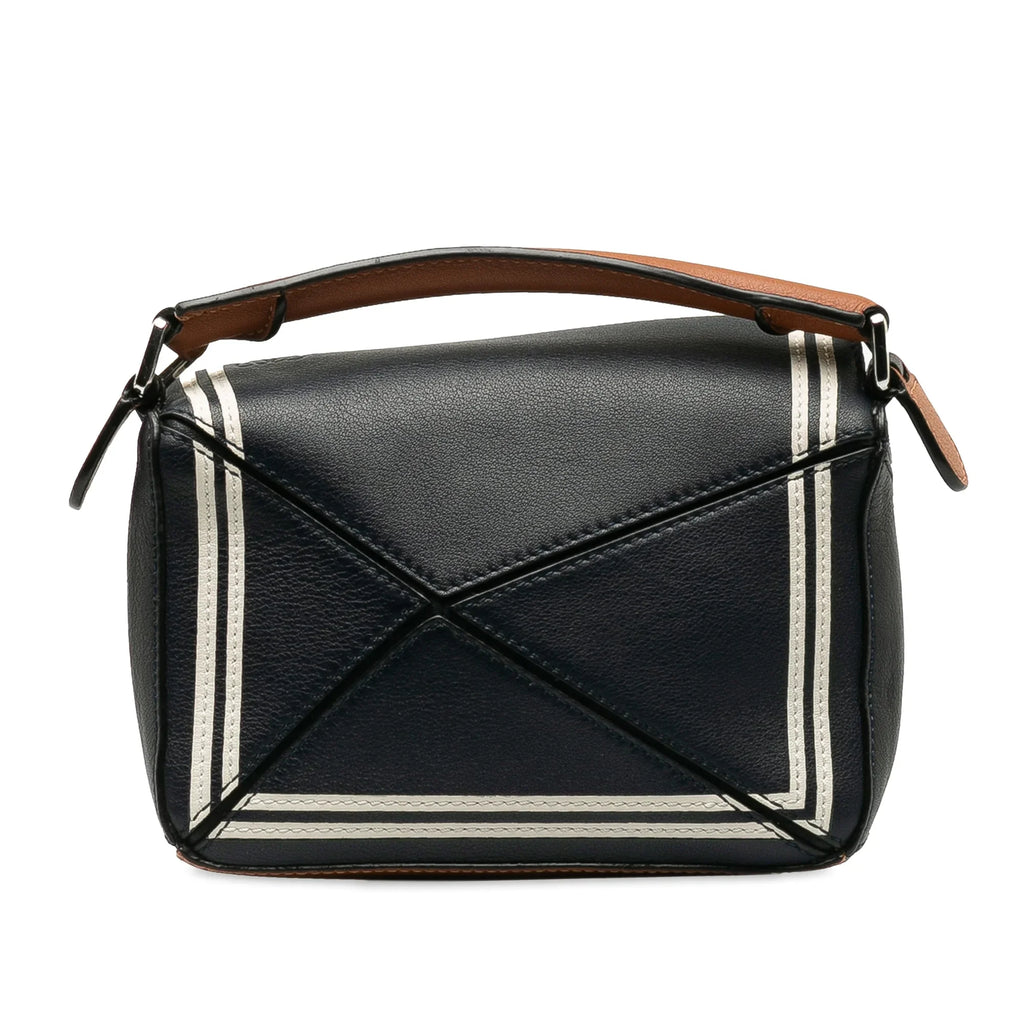 Satchel Puzzle Black Sailor Authenticated Unisex LOEWE Mini Pre-Owned Calf (Good) Leather