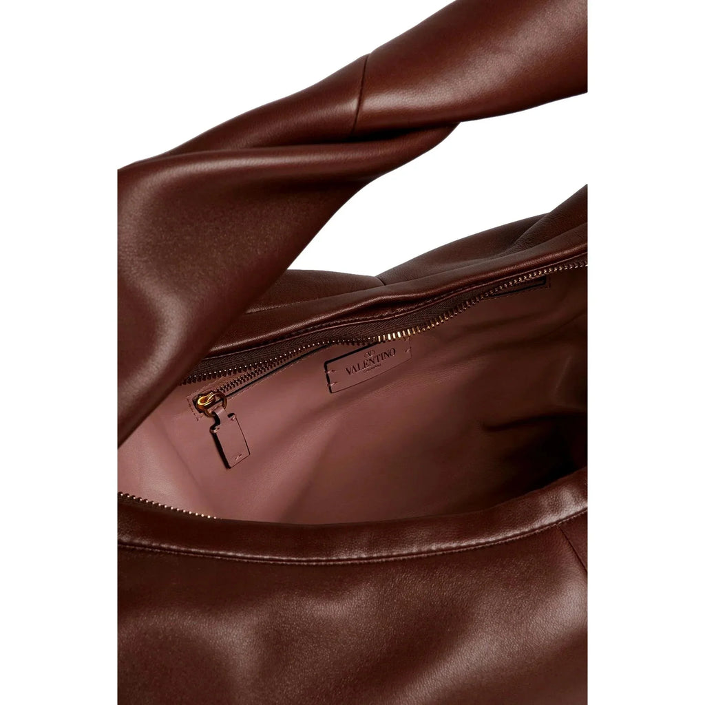 Garavani Brown Roman Twisted Bag Valentino Shoulder Stud Leather