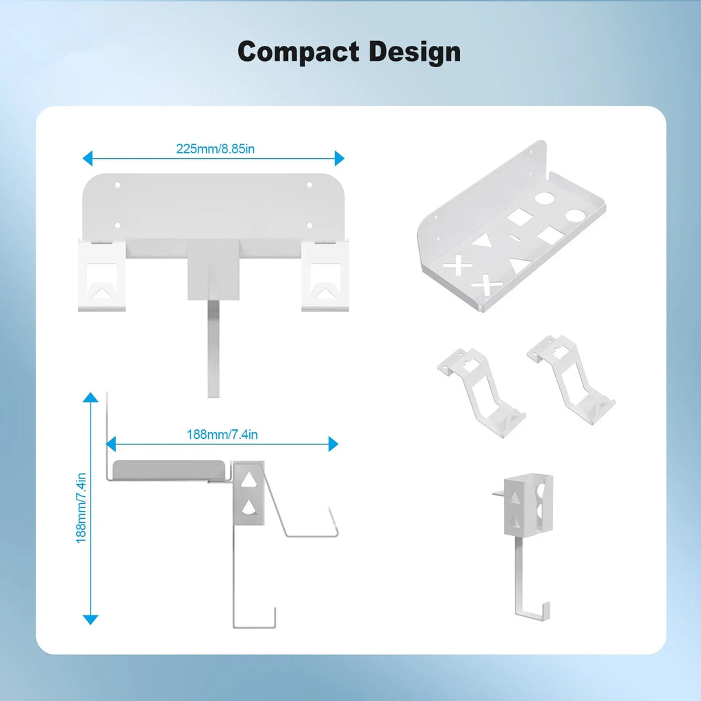 Space-Saving, Convenient Storage Iron Charging PS5 Cable Slim Set and Dual Bracket Wall Secure, with Mount Durable for