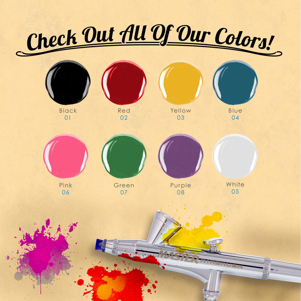 Art Body 100 Color Set, Tattoo Custom Kit Master Temporary Paint Air 8 with System Compressor Airbrush Airbrush, Stencil