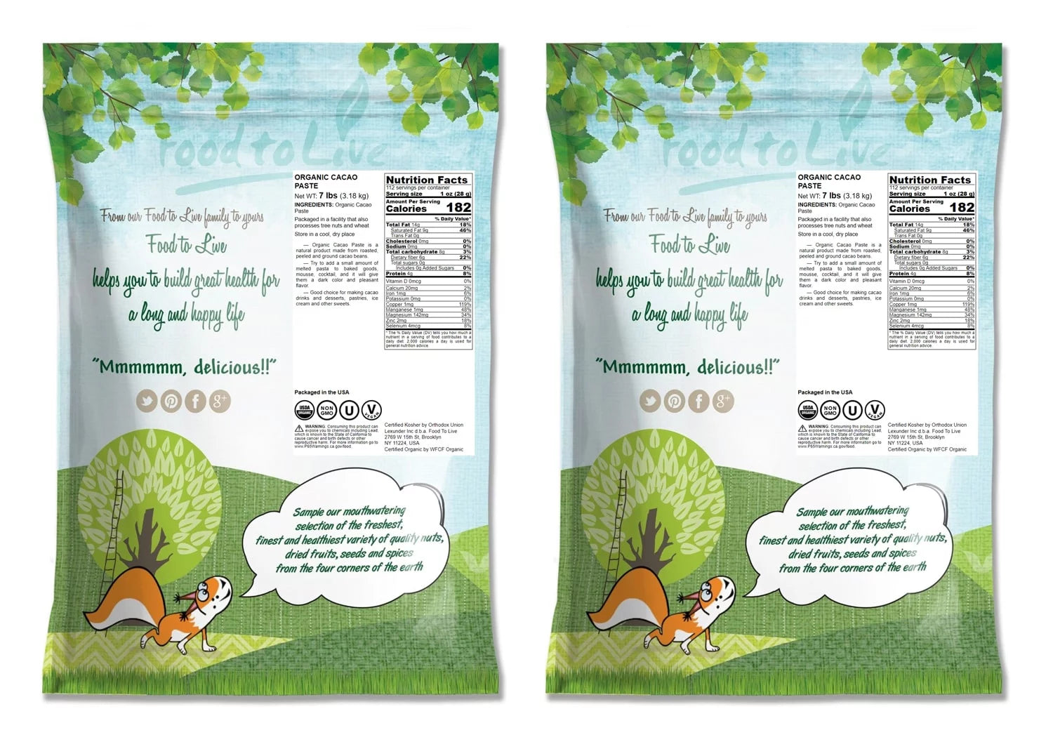 Raw, to Paste, Food Live Kosher, Pounds — Vegan 14 Non-GMO, Organic — Cacao by