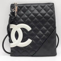 (Fair) Cambon Leather Pre-Owned CHANEL Black Bag Line 100s Shoulder