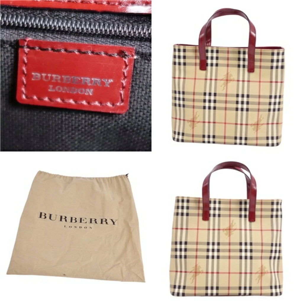 BURBERRY Check Ladies Bag London Burberry Brown Handbag (Good) Tote Pre-Owned Pattern LONDON