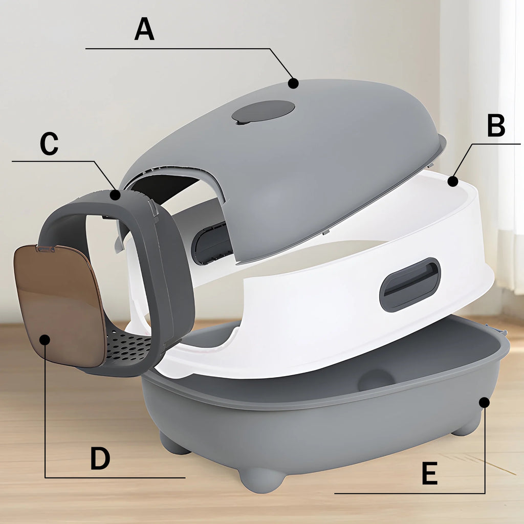 Litter Litter Cat Control,Jumbo Enclosed Hooded,Gray,Door EOIVSH Smelly Box,Pets Cat Large Isolate Boxes,Odor