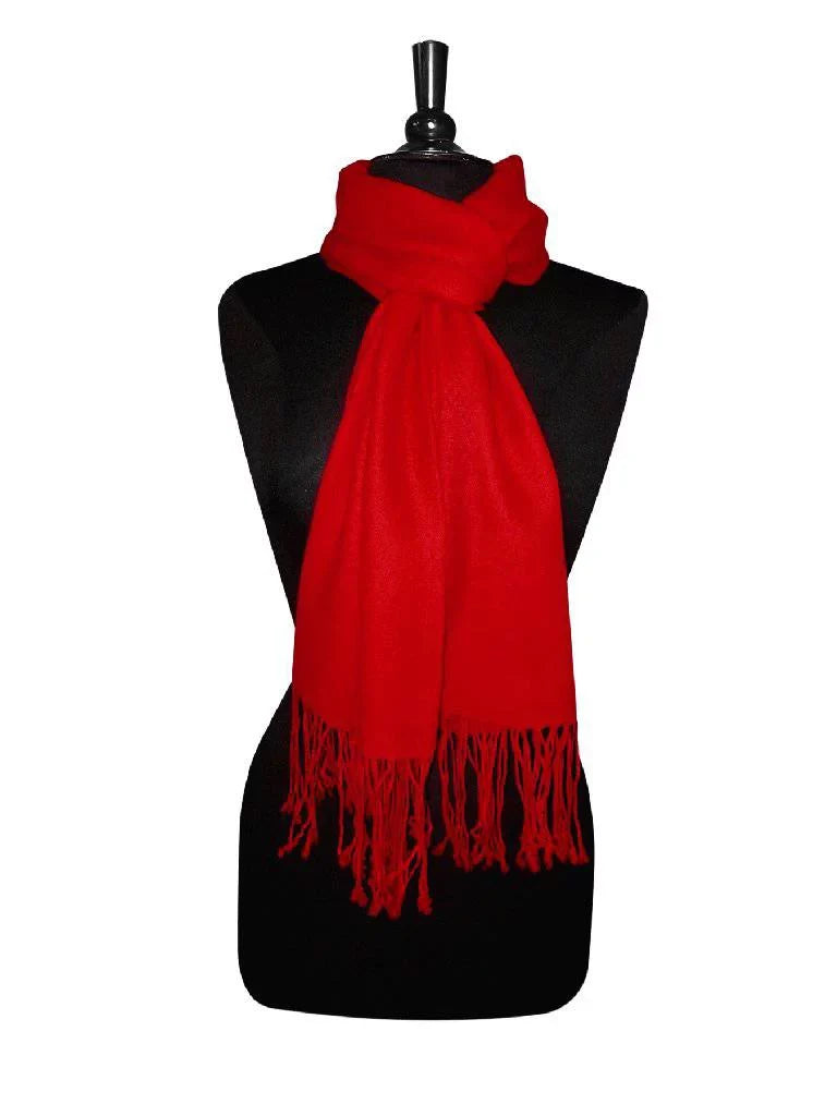 100% Wrap Scarves Solid Pashmina Wool Biagio Scarf RED Womens Color Shawl