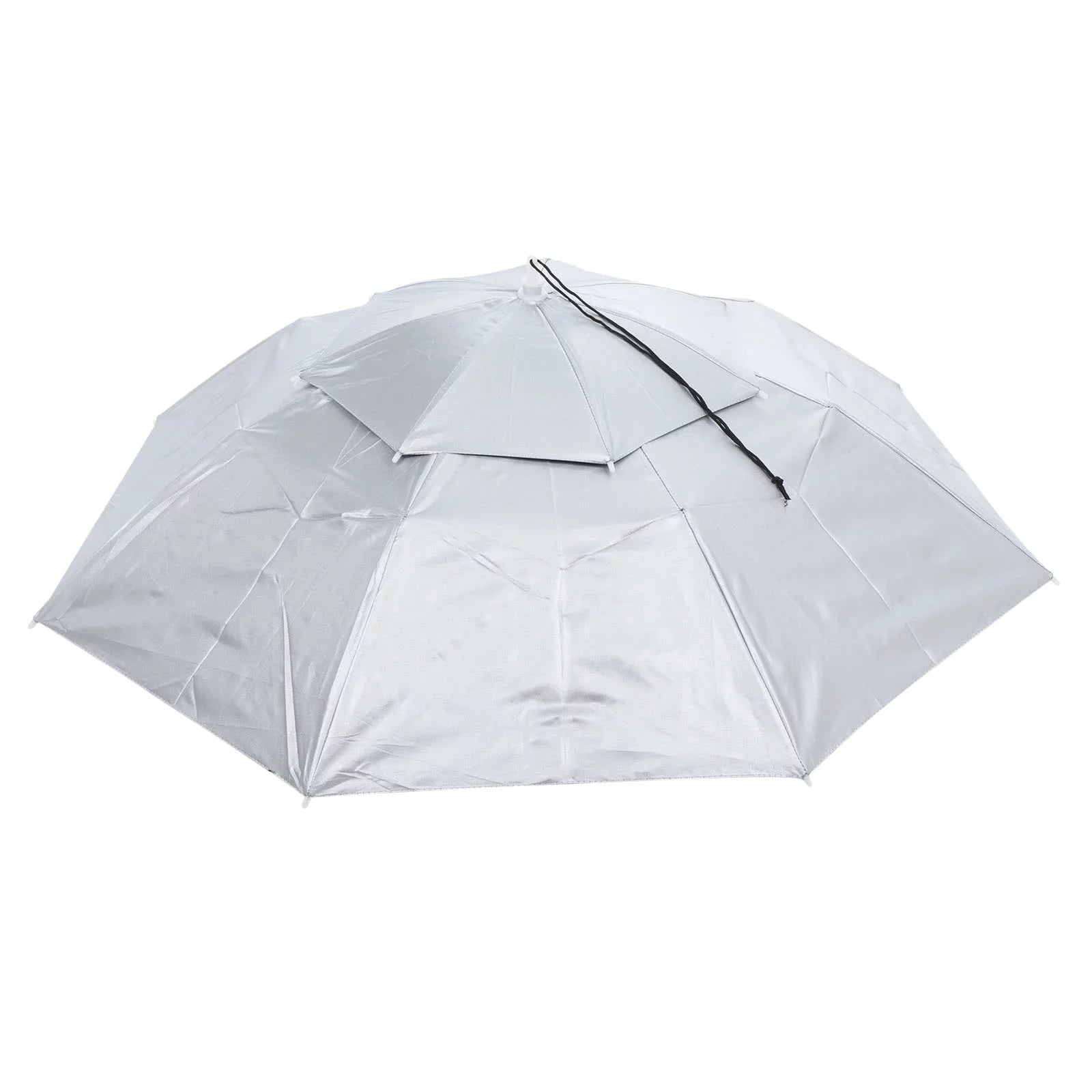 Double Head Fabric Rain Strip, Layer Hat, 37.4" Cap Folding Silver Uxcell OD Oxford Umbrella Sun with