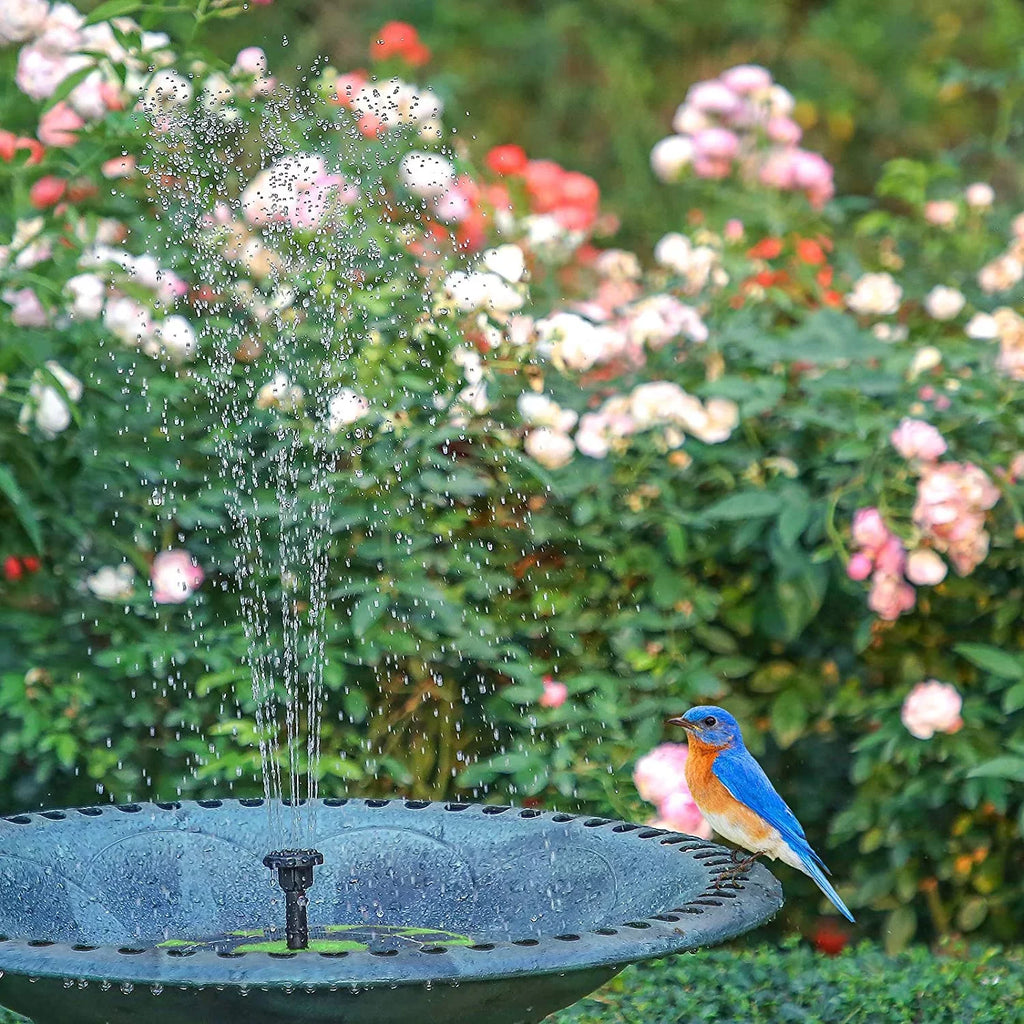 Solar or Water (Green) Nozzles, with Built-in Pond Fish Solar Pump AISITIN Decoration 1200mAh Solar Fountain Pump, Garden for Aerator Bird Floating Fountain Pump Bath, Battery, 6 3W Tank,