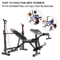 Weight Press Bench Adjustable Folding Bench Rack Full Body W/Barbell Workout