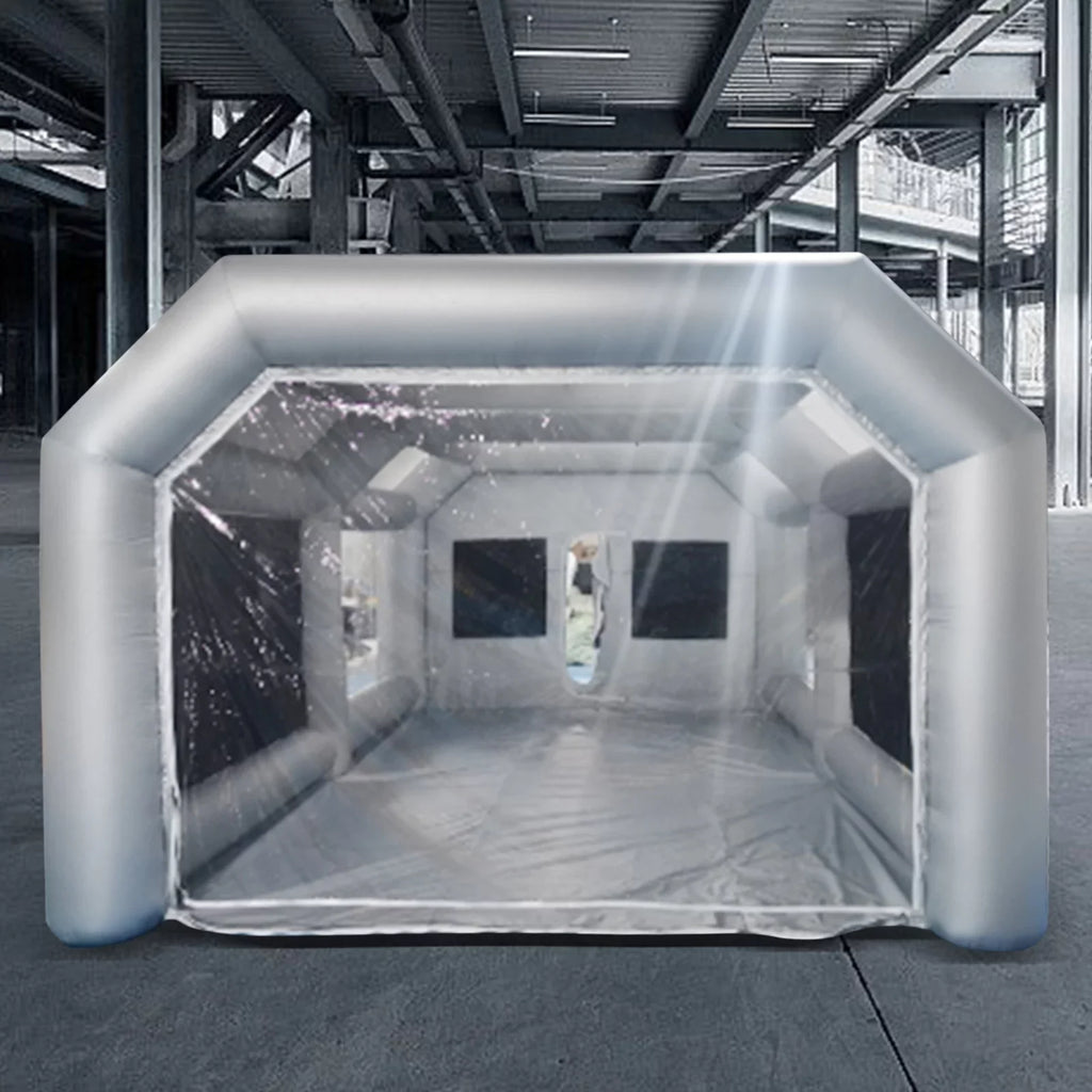 Booth Inflatable Spray Blower Portable 26x13x10ft System Miumaeov Transparent Mobile and Built-in Paint Tent Paint Booth Air Paint with Inflatable PVC Filter Spray Giant Windows Spray