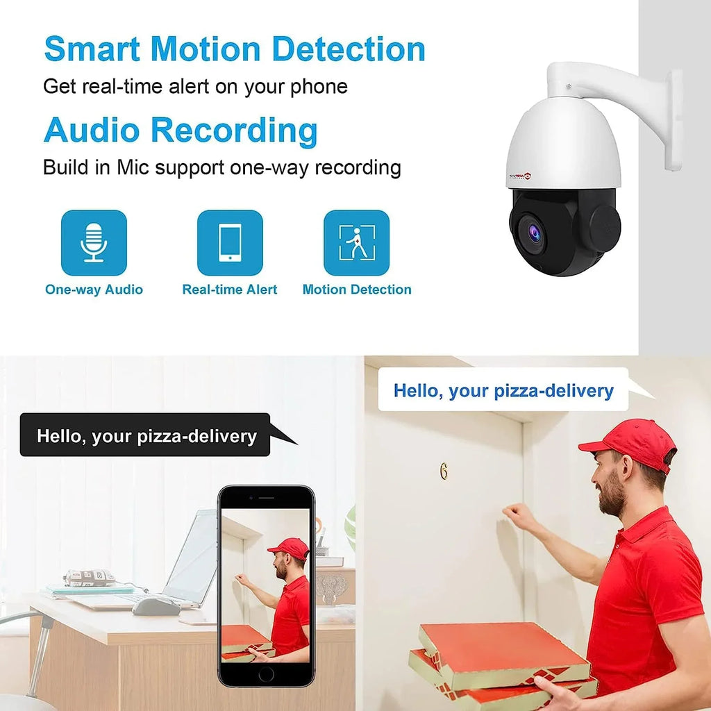 Pan with 360°/Tilt IP Outdoor Vehicle Indoor 90°, IP Vision, PTZ Mic/Audio, IR Night Optical Zoom, Camera PTZ 8MP Metal, Waterproof Camera Surveillance Anpviz IP66 Detection, PoE Person 20X Security