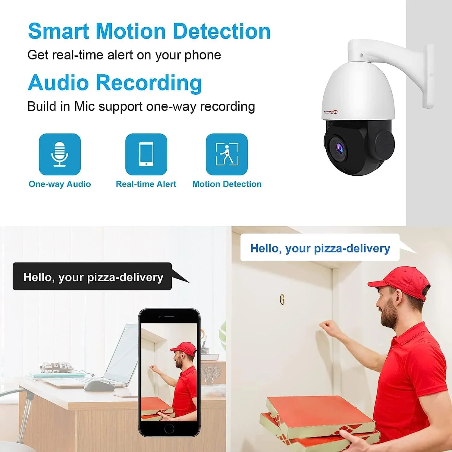 Pan with 360°/Tilt IP Outdoor Vehicle Indoor 90°, IP Vision, PTZ Mic/Audio, IR Night Optical Zoom, Camera PTZ 8MP Metal, Waterproof Camera Surveillance Anpviz IP66 Detection, PoE Person 20X Security
