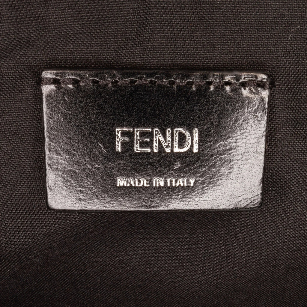 Fabric Unisex Authenticated (Good) Pre-Owned Pocket Black Bag Knit Neoprene FF Perforated Belt Fendi Vitello Grace