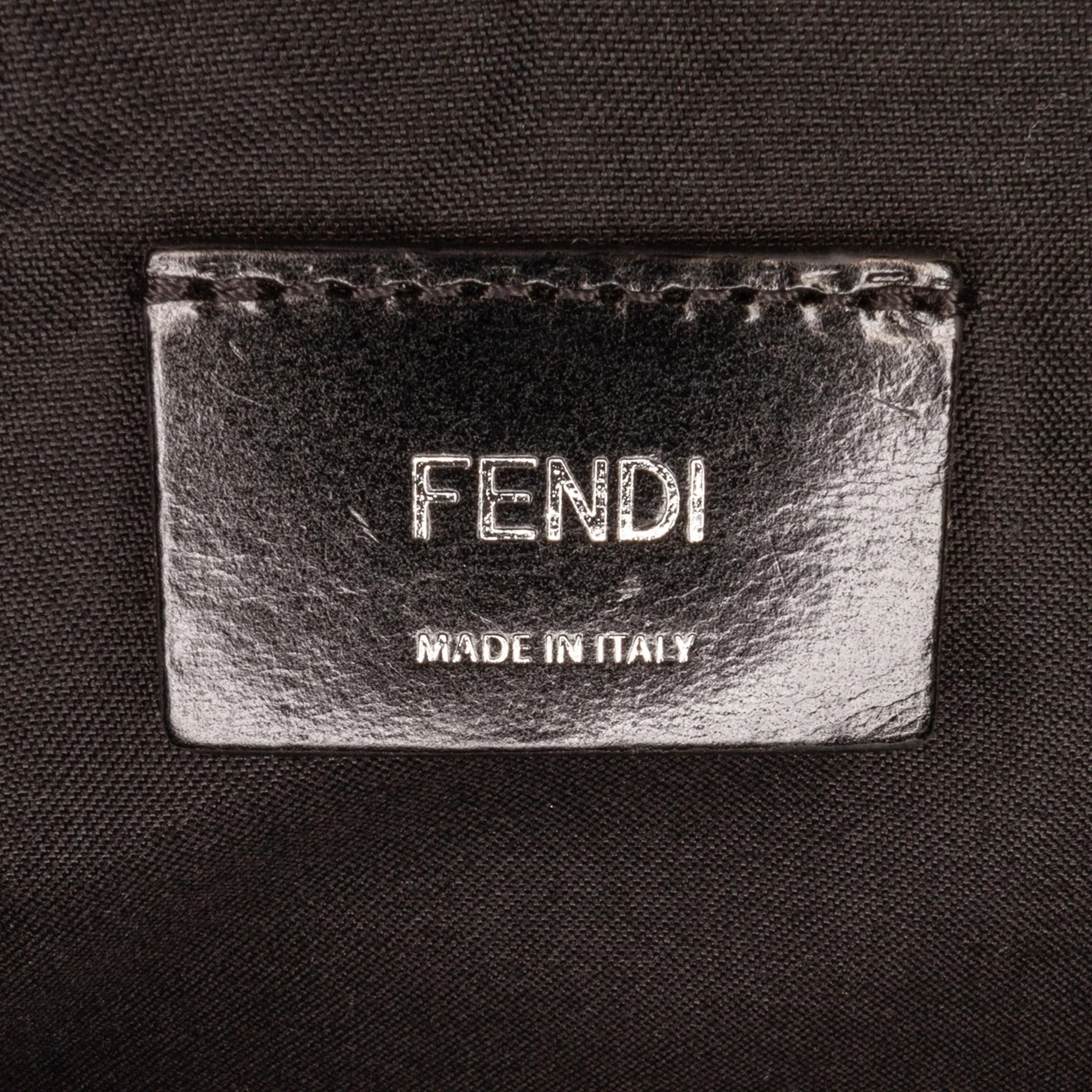 Fabric Unisex Authenticated (Good) Pre-Owned Pocket Black Bag Knit Neoprene FF Perforated Belt Fendi Vitello Grace