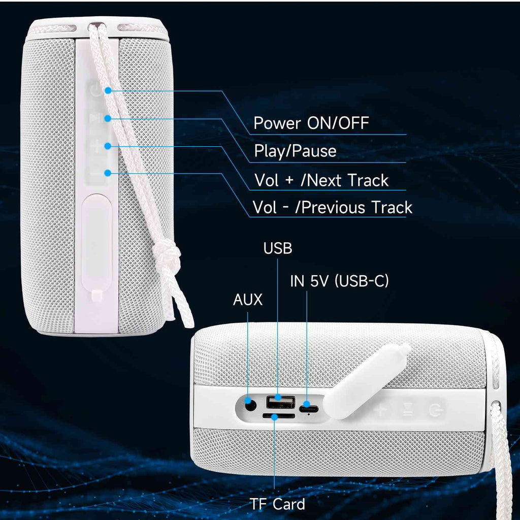 Speaker, for Plus Speakers XA1 Series IPX5 - Speaker White Bluetooth Wireless with Surround Bass, Scorpio Xperia HD BT5.3, Sony Waterproof Pairing, Portable Sound 360° Punchy UrbanX True