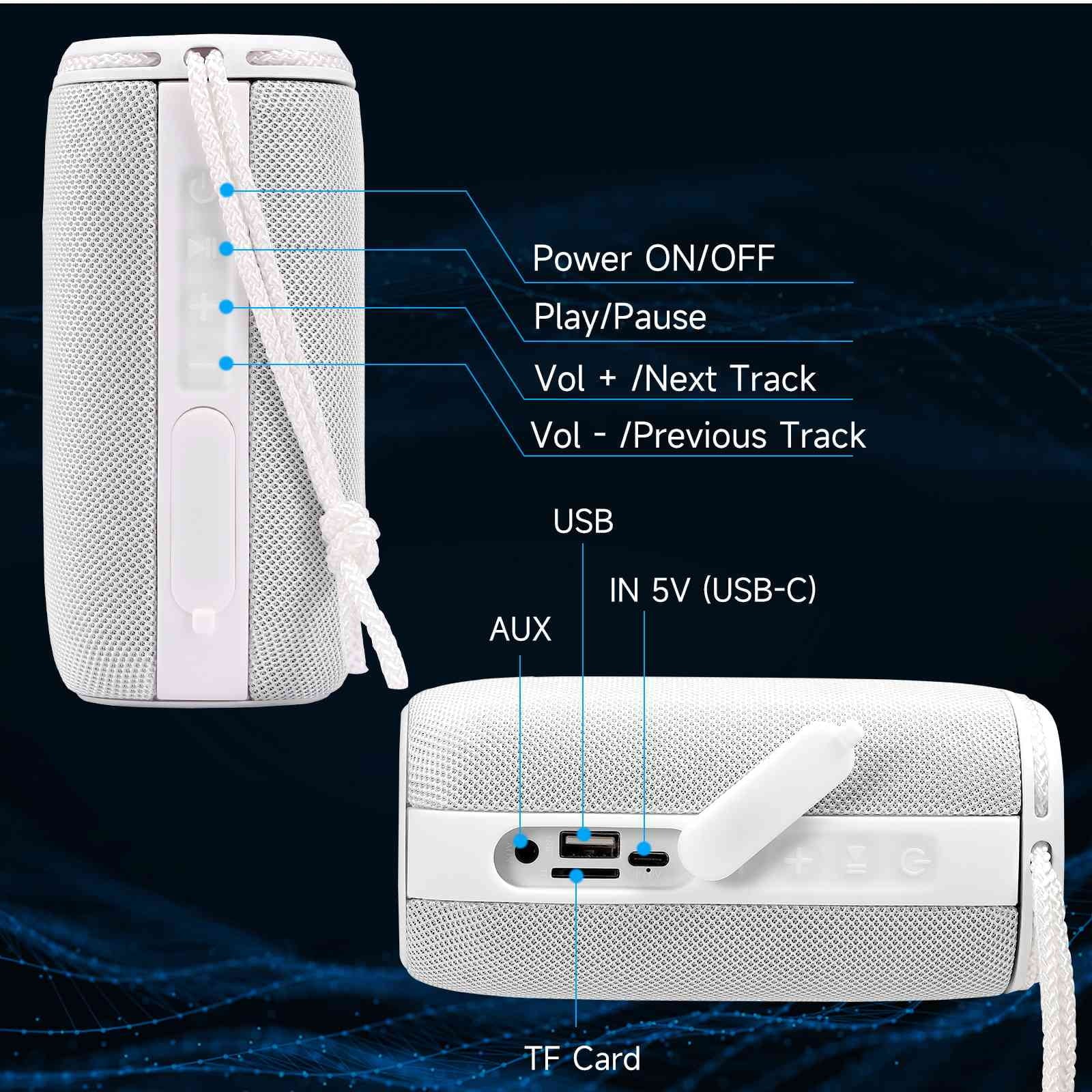 Speaker, for Plus Speakers XA1 Series IPX5 - Speaker White Bluetooth Wireless with Surround Bass, Scorpio Xperia HD BT5.3, Sony Waterproof Pairing, Portable Sound 360° Punchy UrbanX True