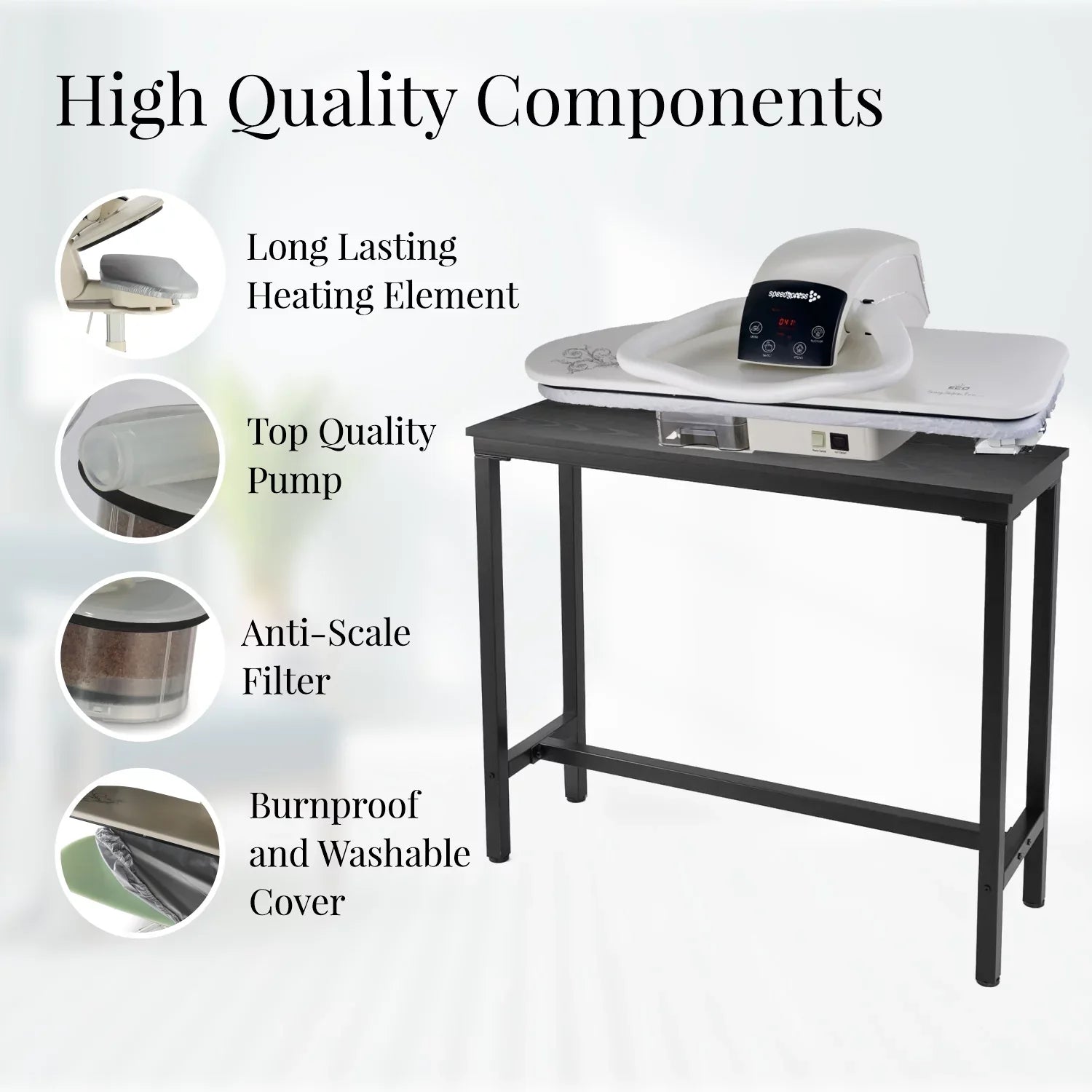 Settings Large Machine Steam Steamer Use 100HD to | Premium Press Multiple With Temperature Extra | Press Digital Steam Easy Inch 40 Iron SpeedyPress and Clothes