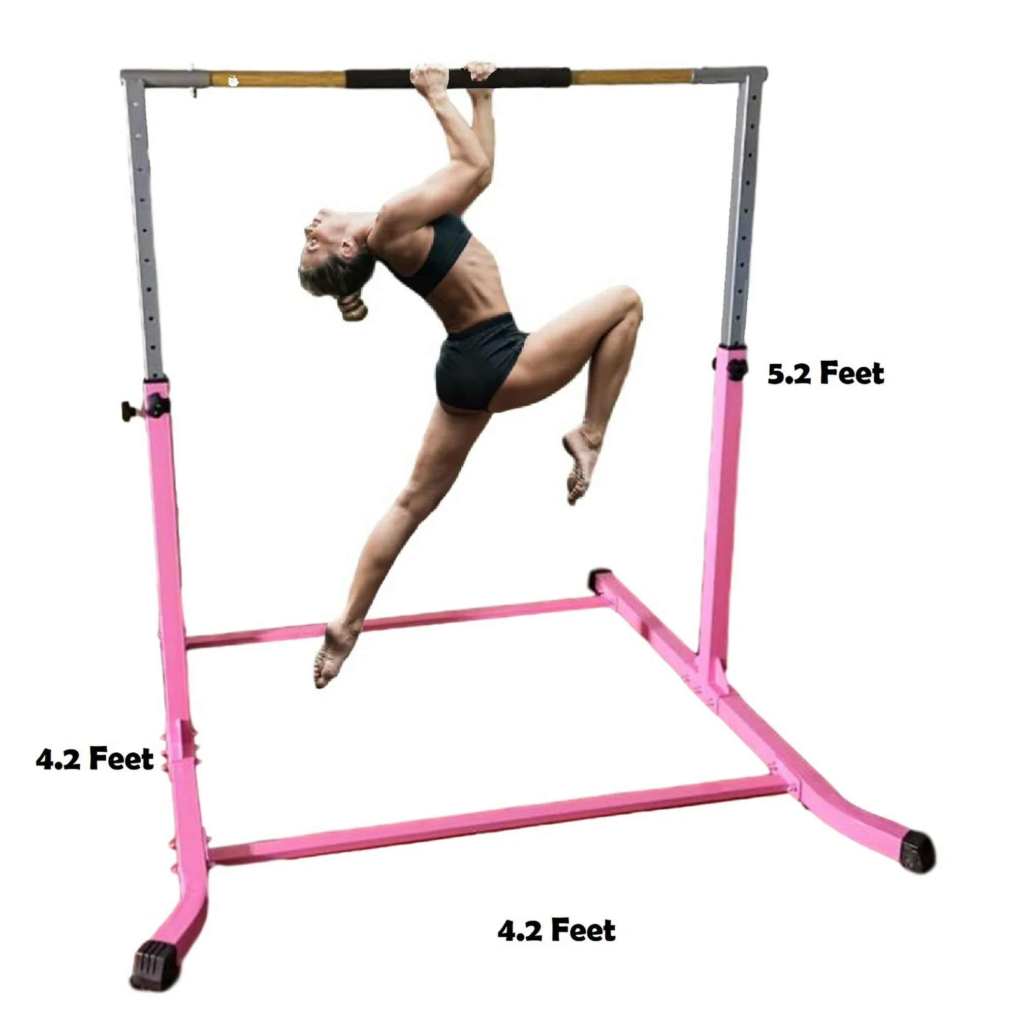 Duty Training | Horizontal Junior Bar Gym for | Bar Kids Bar Fitness Expandable Curved Adjustable Kip | Pink | Cushioned Heavy Hand to Up Height 5FT | Legs, Pro-Gymnastics