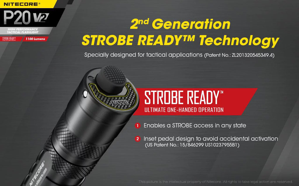 Cord CREE XP-L2 Flashlight 1100 - Battery P20 - Nitecore w/NL1834R +Free Eco-Sensa USB LED Combo: Tactical Lumens V6 V2